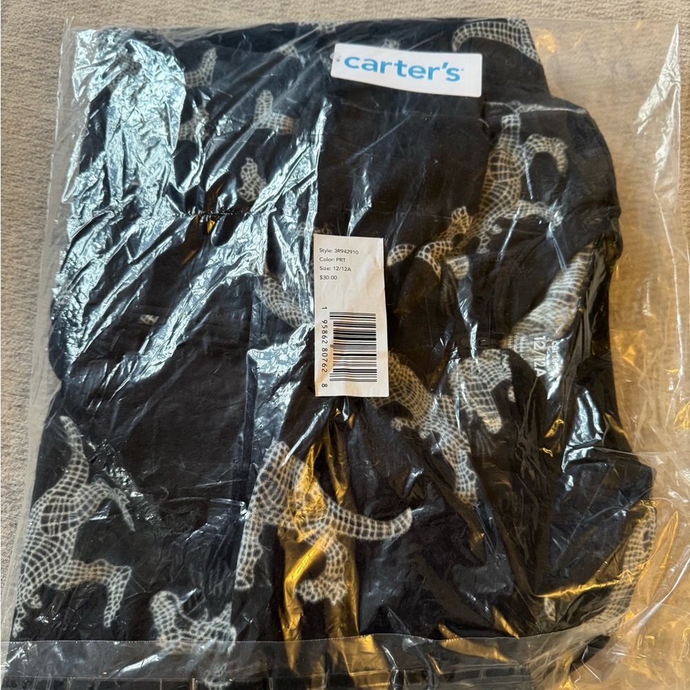 Carter's Dinosaur Zip Fleece Footed Pj's Size 12